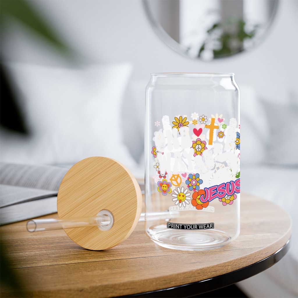 One Way Jesus Glass Can Christian Relgion Retro Hippie TS02 Print Your Wear