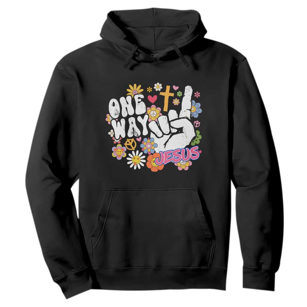 One Way Jesus Hoodie Christian Relgion Retro Hippie TS02 Black Print Your Wear