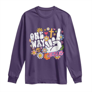 One Way Jesus Long Sleeve Shirt Christian Relgion Retro Hippie TS02 Purple Print Your Wear