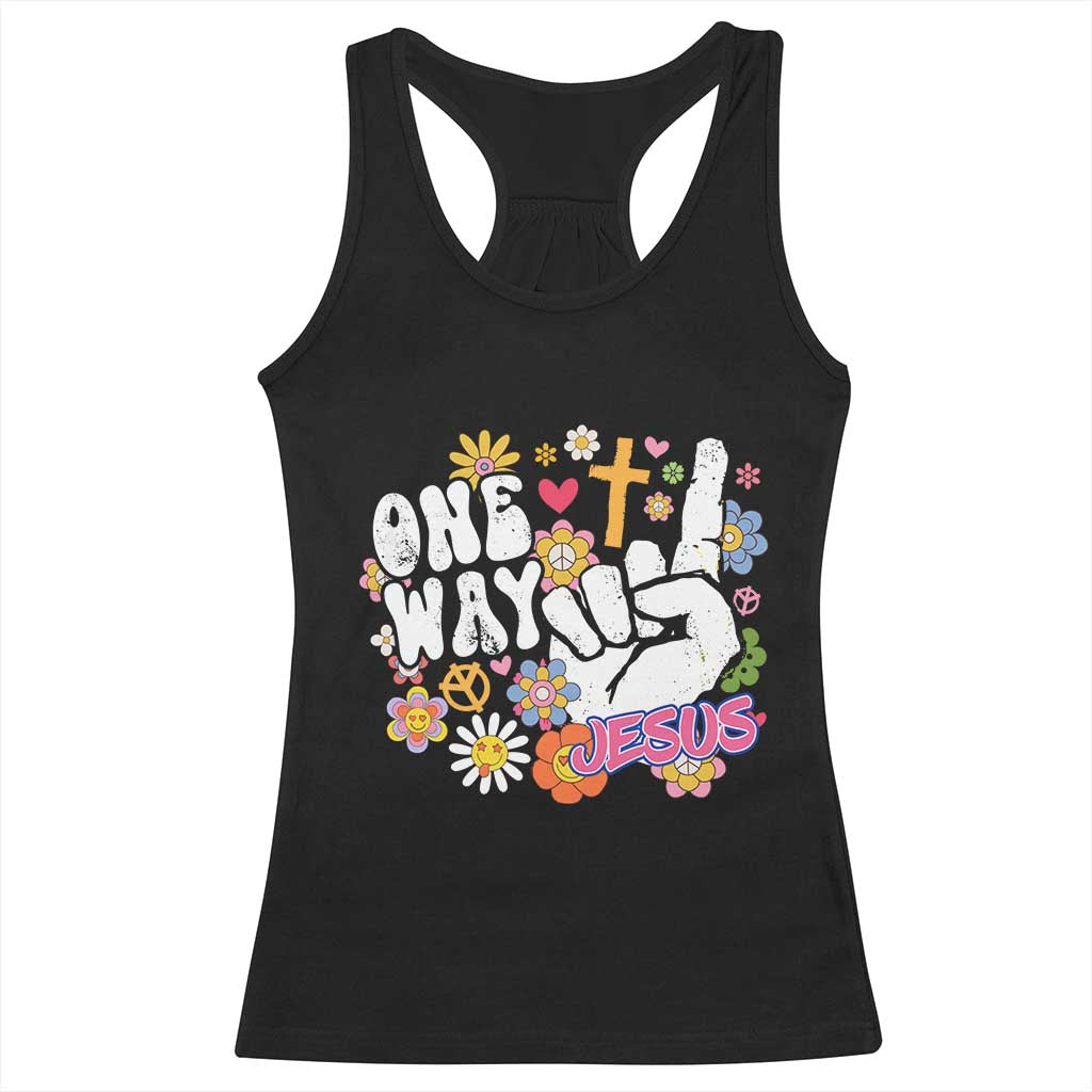One Way Jesus Racerback Tank Top Christian Relgion Retro Hippie TS02 Black Print Your Wear