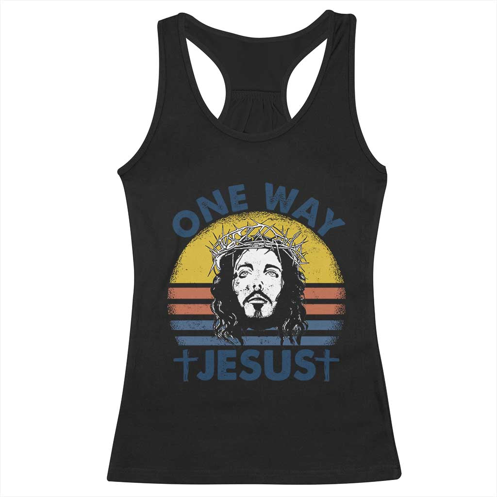 One Way Jesus Racerback Tank Top Christian Relgion Retro Vintage TS02 Black Print Your Wear