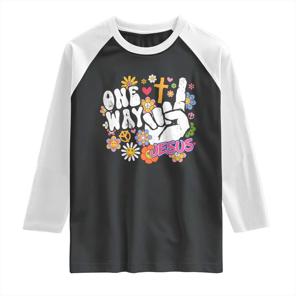 One Way Jesus Raglan Shirt Christian Relgion Retro Hippie TS02 Black White Print Your Wear