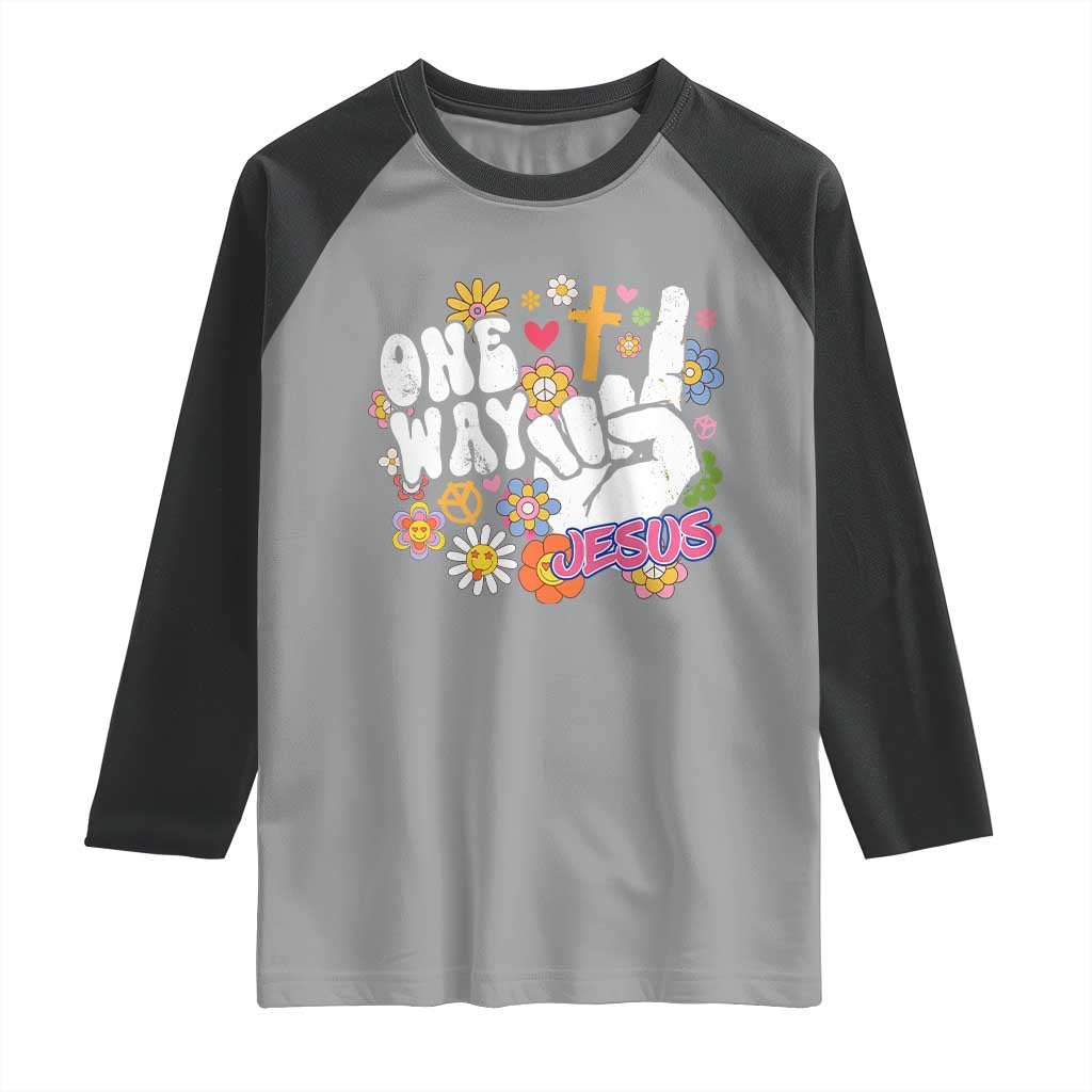 One Way Jesus Raglan Shirt Christian Relgion Retro Hippie TS02 Sport Gray Black Print Your Wear