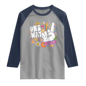 One Way Jesus Raglan Shirt Christian Relgion Retro Hippie TS02 Sport Gray Navy Print Your Wear