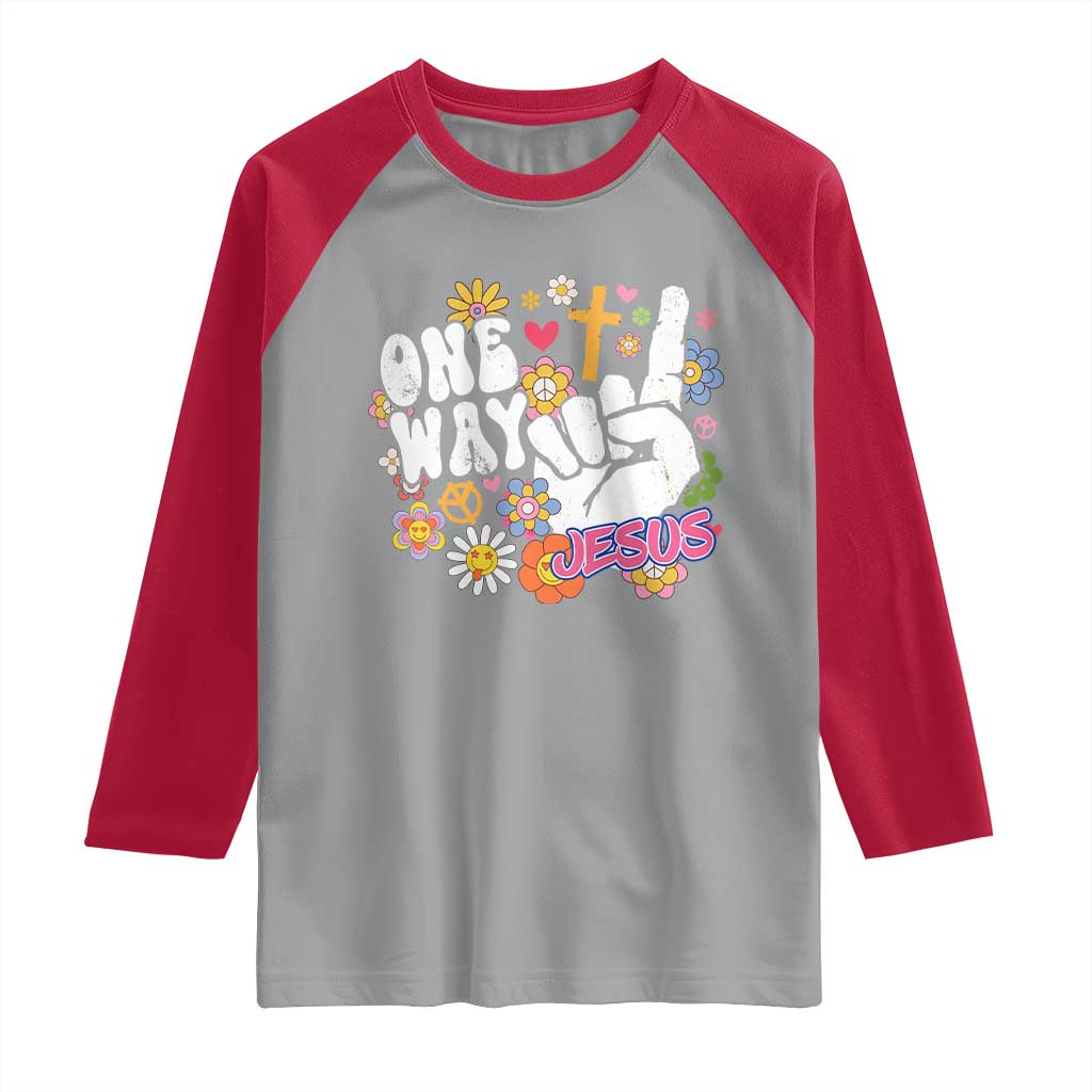One Way Jesus Raglan Shirt Christian Relgion Retro Hippie TS02 Sport Gray Red Print Your Wear