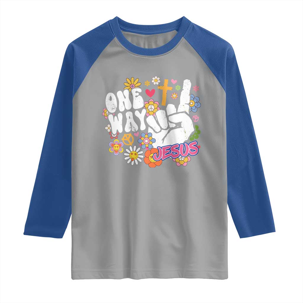 One Way Jesus Raglan Shirt Christian Relgion Retro Hippie TS02 Sport Gray Royal Print Your Wear