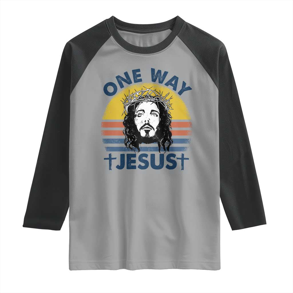 One Way Jesus Raglan Shirt Christian Relgion Retro Vintage TS02 Sport Gray Black Print Your Wear