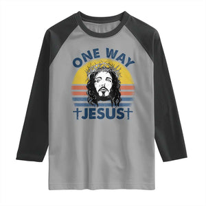 One Way Jesus Raglan Shirt Christian Relgion Retro Vintage TS02 Sport Gray Black Print Your Wear