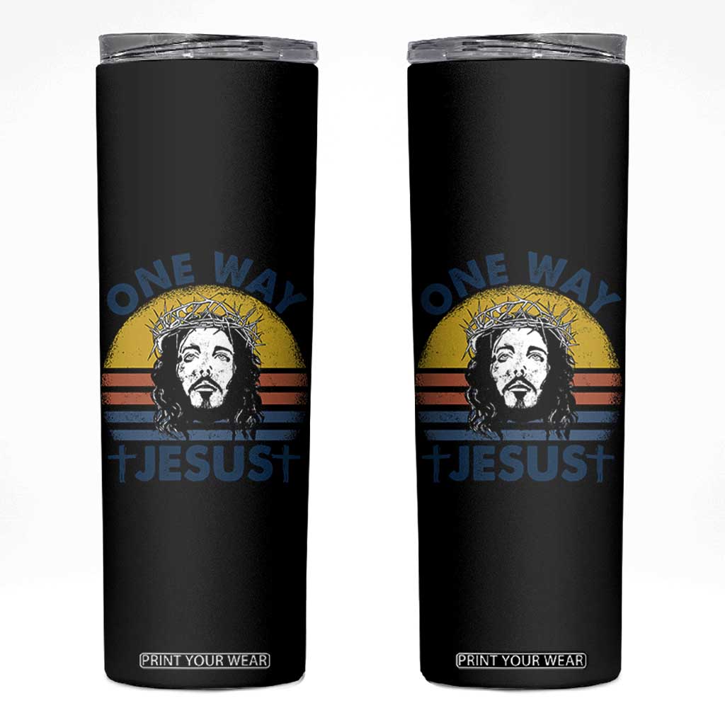 One Way Jesus Skinny Tumbler Christian Relgion Retro Vintage TS02 Black Print Your Wear