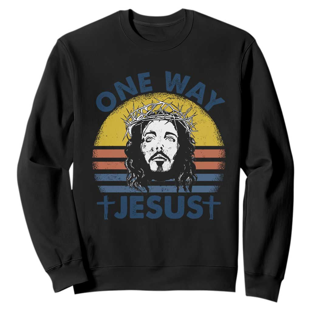 One Way Jesus Sweatshirt Christian Relgion Retro Vintage TS02 Black Print Your Wear