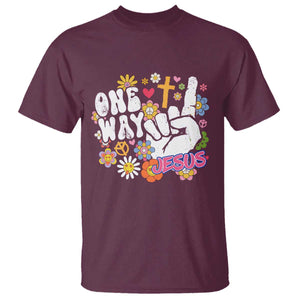 One Way Jesus T Shirt Christian Relgion Retro Hippie TS02 Maroon Print Your Wear