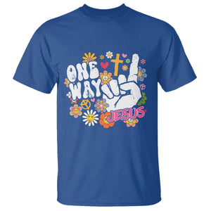 One Way Jesus T Shirt Christian Relgion Retro Hippie TS02 Royal Blue Print Your Wear