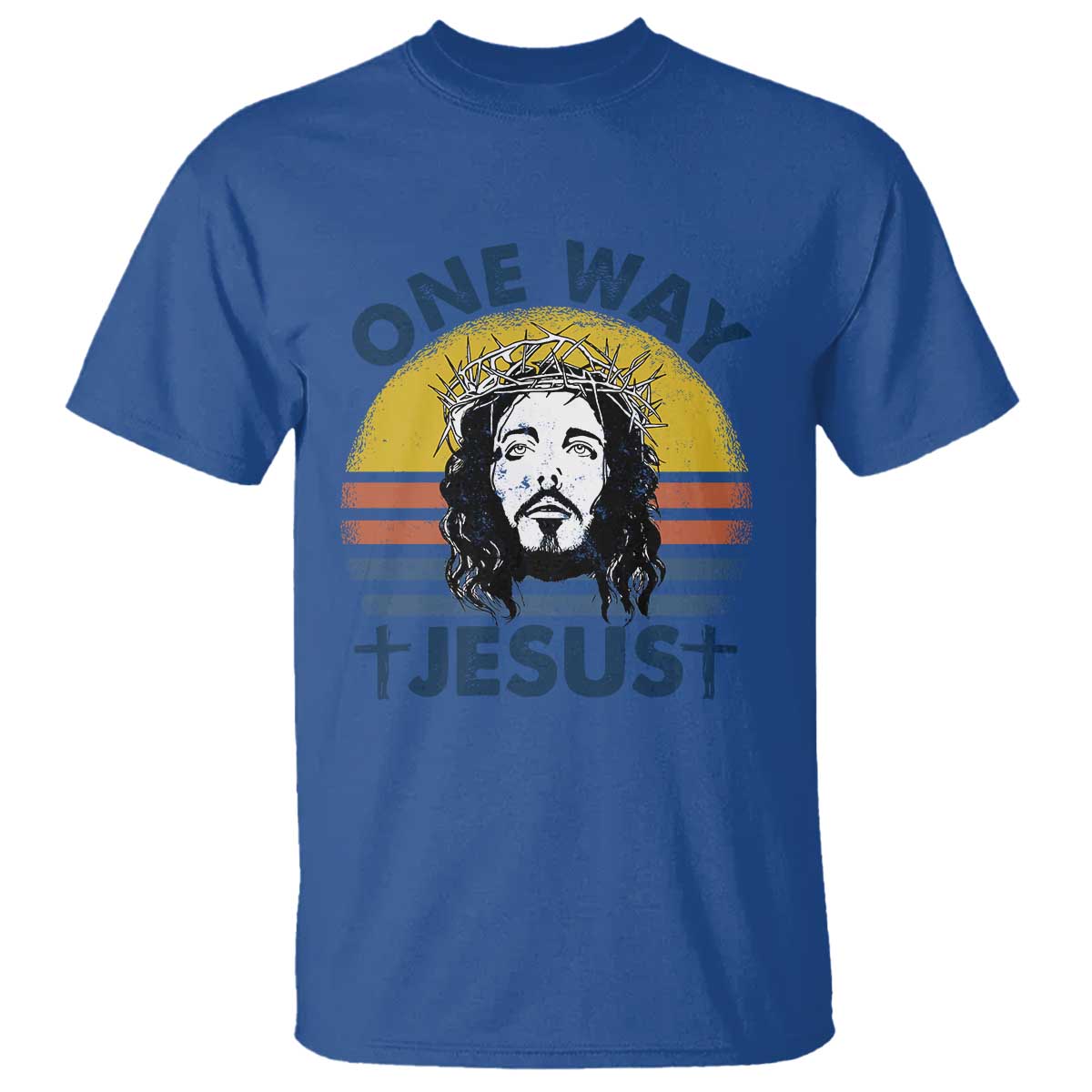 One Way Jesus T Shirt Christian Relgion Retro Vintage TS02 Royal Blue Print Your Wear