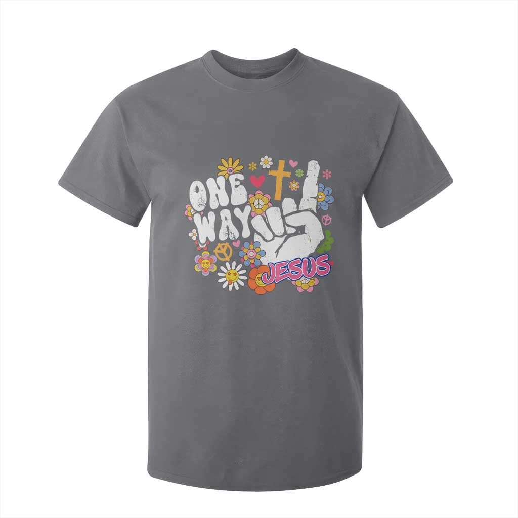 One Way Jesus T Shirt For Kid Christian Relgion Retro Hippie TS02 Charcoal Print Your Wear