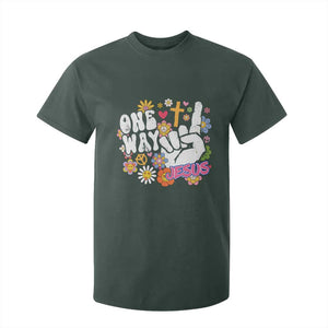One Way Jesus T Shirt For Kid Christian Relgion Retro Hippie TS02 Dark Forest Green Print Your Wear