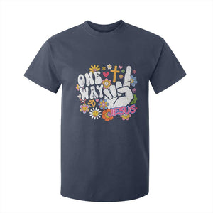 One Way Jesus T Shirt For Kid Christian Relgion Retro Hippie TS02 Navy Print Your Wear