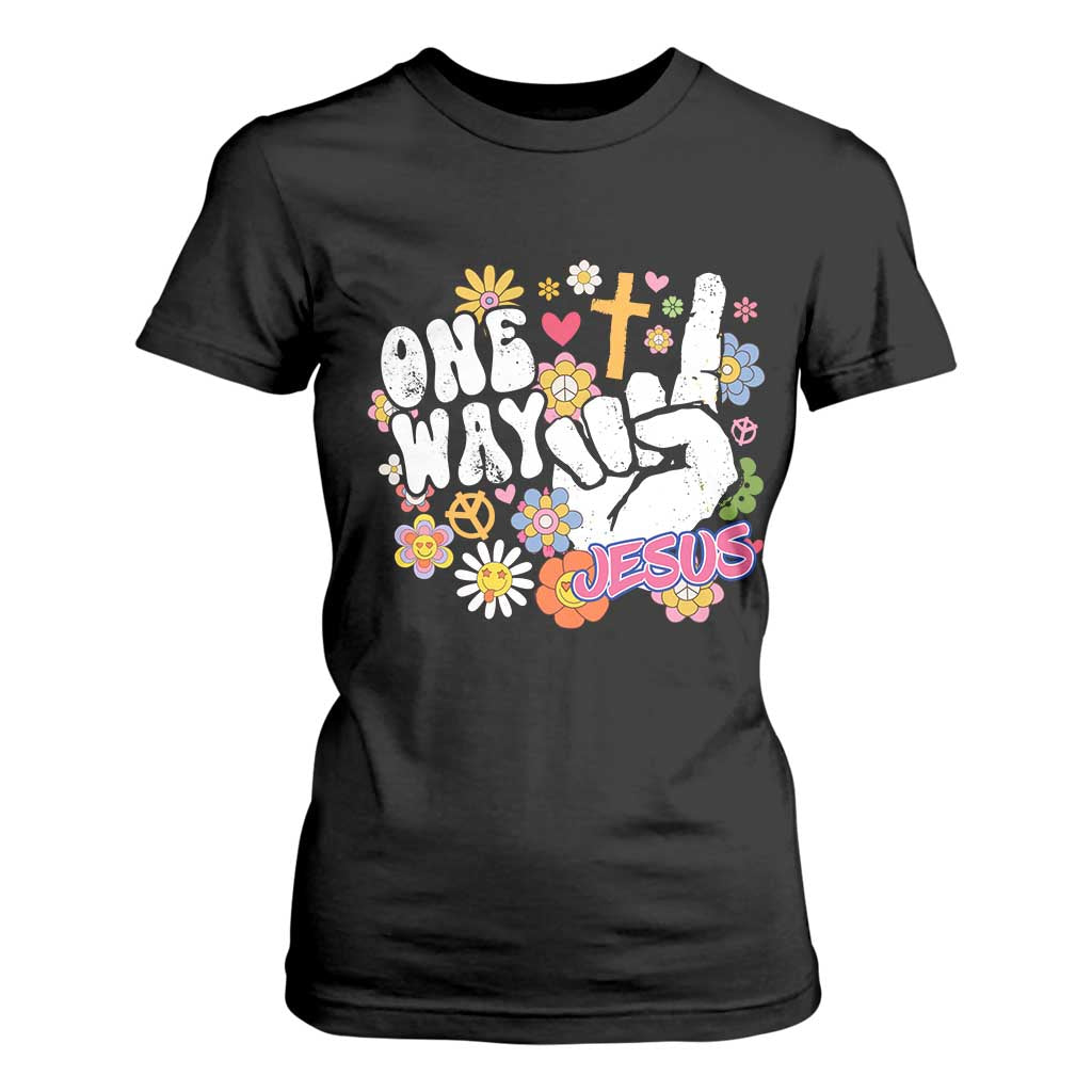 One Way Jesus T Shirt For Women Christian Relgion Retro Hippie TS02 Black Print Your Wear