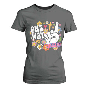 One Way Jesus T Shirt For Women Christian Relgion Retro Hippie TS02 Dark Heather Print Your Wear