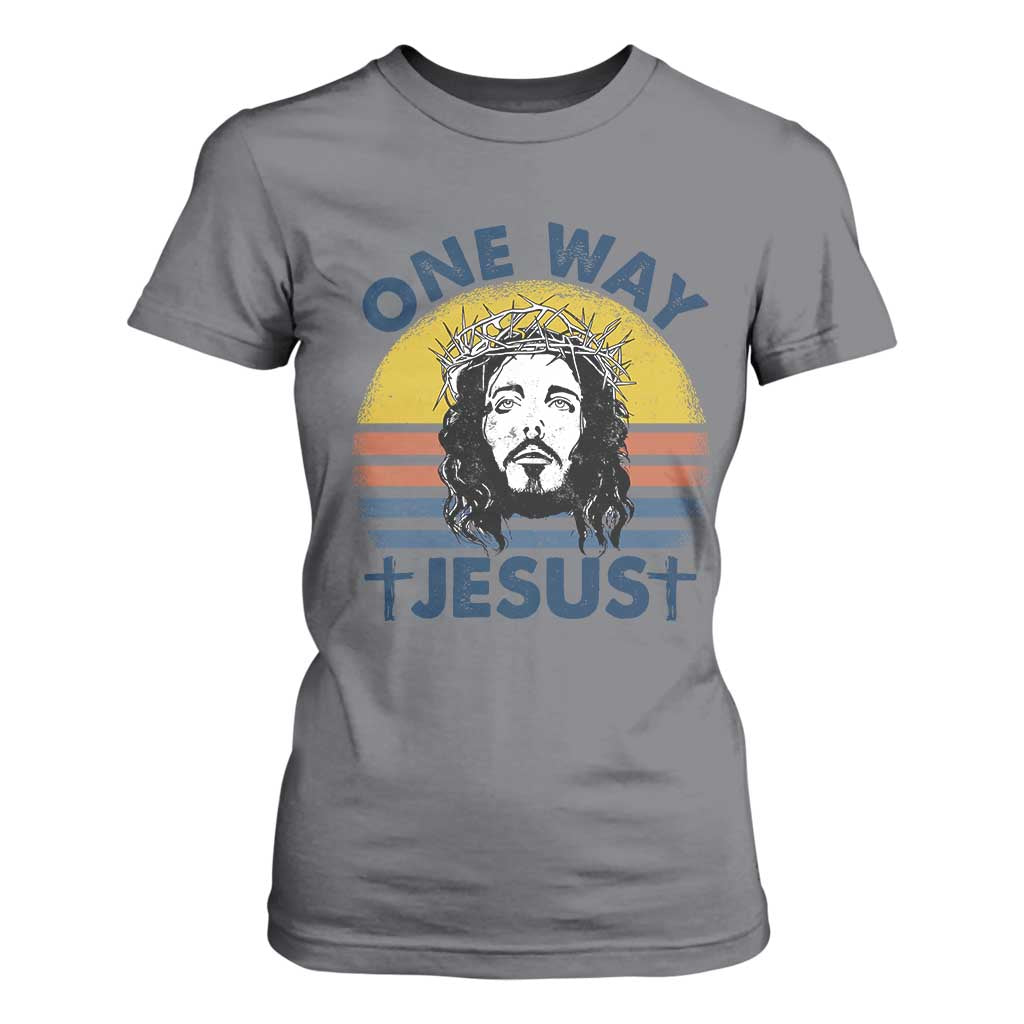 One Way Jesus T Shirt For Women Christian Relgion Retro Vintage TS02 Charcoal Print Your Wear