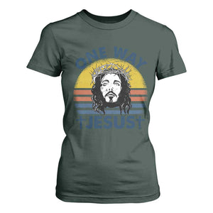 One Way Jesus T Shirt For Women Christian Relgion Retro Vintage TS02 Dark Forest Green Print Your Wear