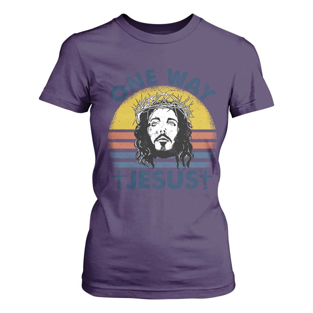 One Way Jesus T Shirt For Women Christian Relgion Retro Vintage TS02 Purple Print Your Wear