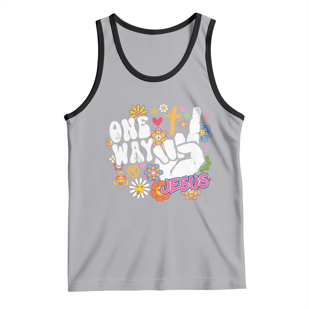 One Way Jesus Tank Top Christian Relgion Retro Hippie TS02 Athletic Heather Black Print Your Wear