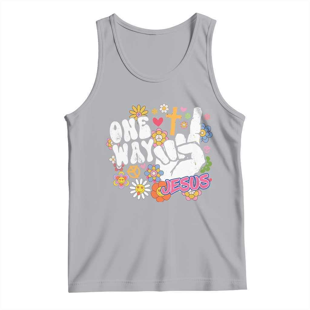 One Way Jesus Tank Top Christian Relgion Retro Hippie TS02 Athletic Heather Print Your Wear
