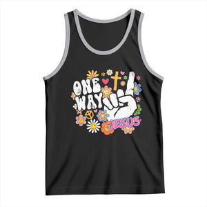 One Way Jesus Tank Top Christian Relgion Retro Hippie TS02 Black Athletic Heather Print Your Wear
