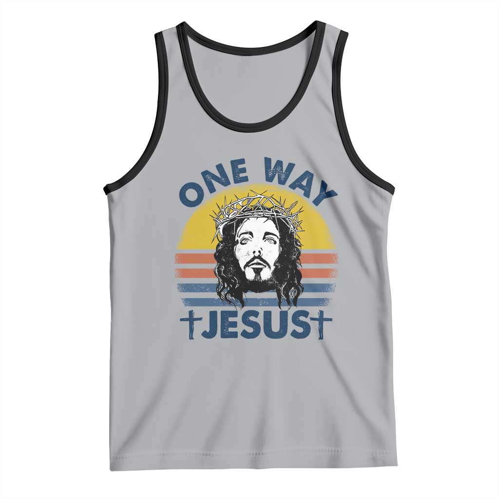 One Way Jesus Tank Top Christian Relgion Retro Vintage TS02 Athletic Heather Black Print Your Wear