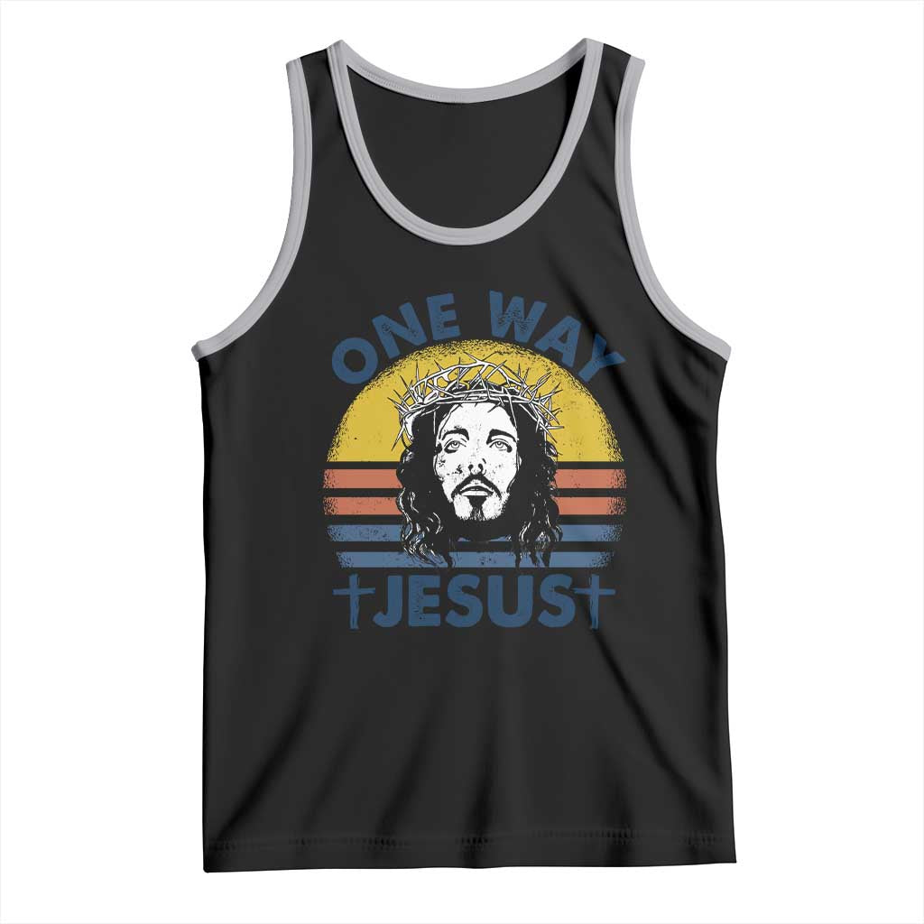 One Way Jesus Tank Top Christian Relgion Retro Vintage TS02 Black Athletic Heather Print Your Wear