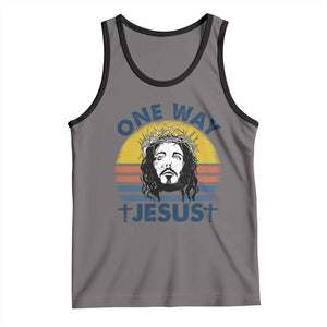 One Way Jesus Tank Top Christian Relgion Retro Vintage TS02 Deep Heather Black Print Your Wear