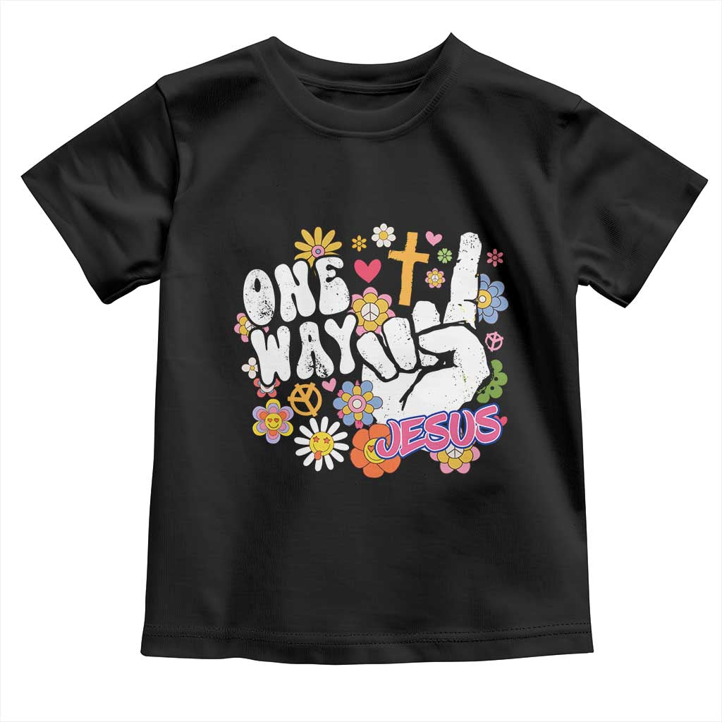 One Way Jesus Toddler T Shirt Christian Relgion Retro Hippie TS02 Black Print Your Wear