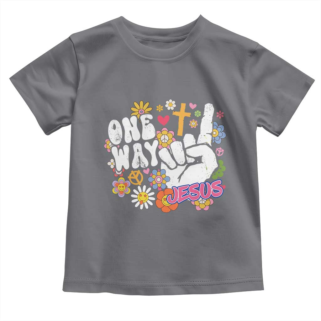 One Way Jesus Toddler T Shirt Christian Relgion Retro Hippie TS02 Charcoal Print Your Wear