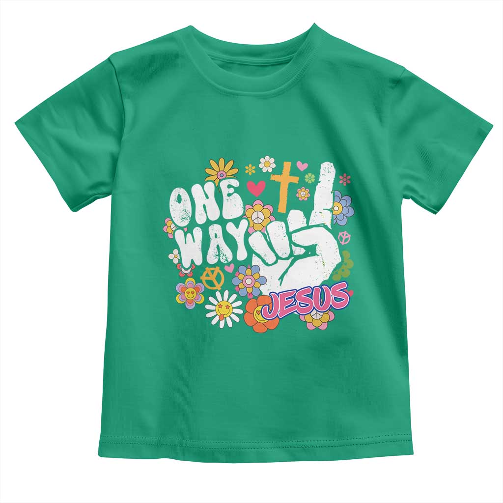 One Way Jesus Toddler T Shirt Christian Relgion Retro Hippie TS02 Irish Green Print Your Wear
