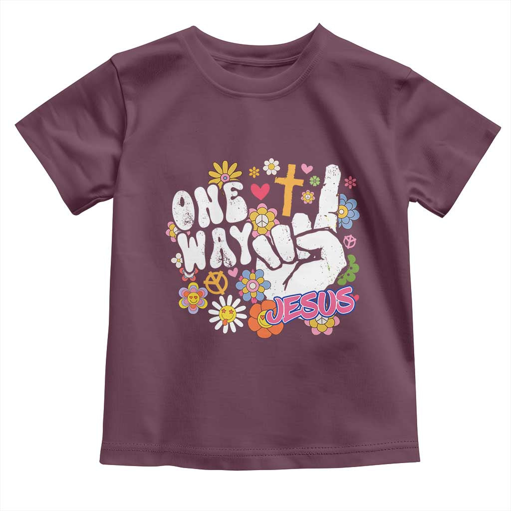 One Way Jesus Toddler T Shirt Christian Relgion Retro Hippie TS02 Maroon Print Your Wear