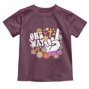 One Way Jesus Toddler T Shirt Christian Relgion Retro Hippie TS02 Maroon Print Your Wear