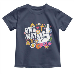 One Way Jesus Toddler T Shirt Christian Relgion Retro Hippie TS02 Navy Print Your Wear