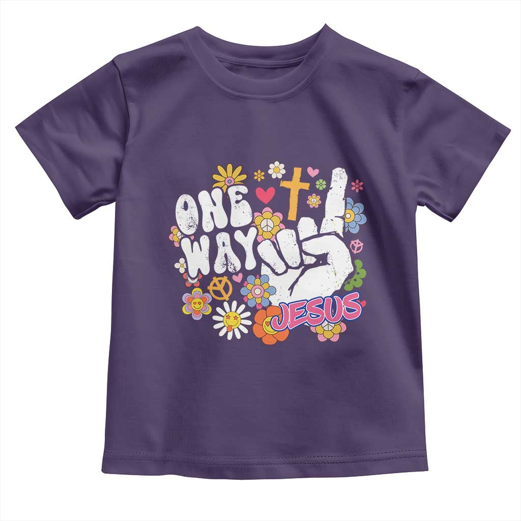 One Way Jesus Toddler T Shirt Christian Relgion Retro Hippie TS02 Purple Print Your Wear