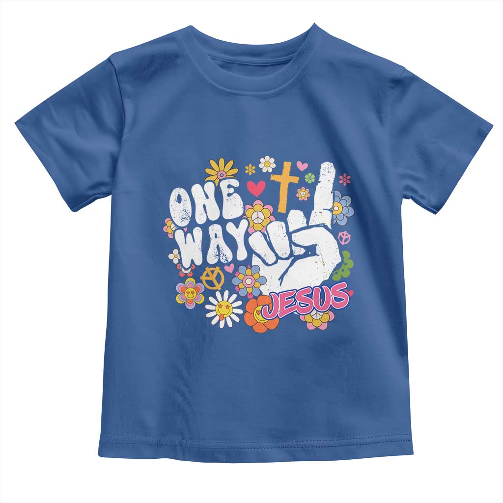 One Way Jesus Toddler T Shirt Christian Relgion Retro Hippie TS02 Royal Blue Print Your Wear