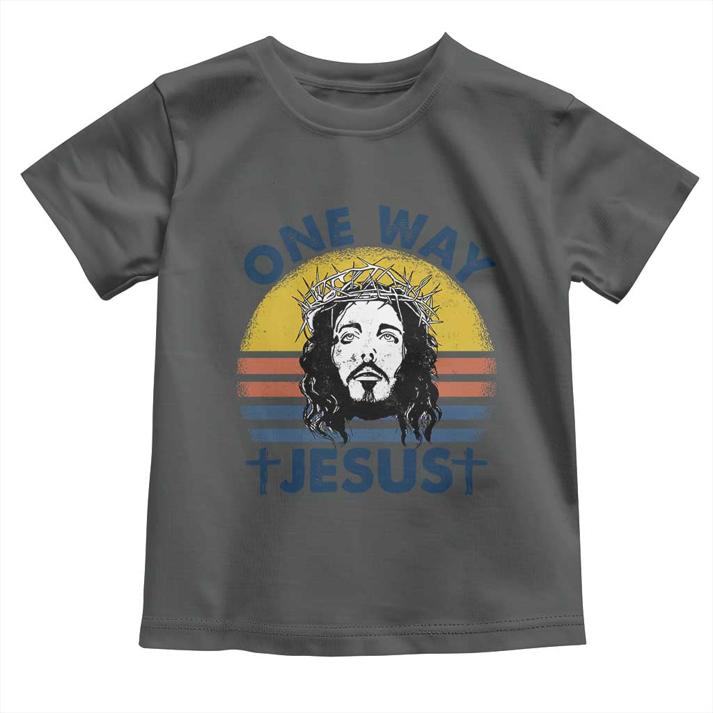 One Way Jesus Toddler T Shirt Christian Relgion Retro Vintage TS02 Dark Heather Print Your Wear