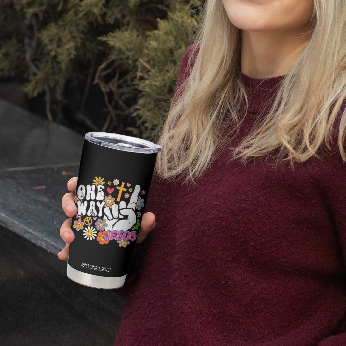 One Way Jesus Tumbler Cup Christian Relgion Retro Hippie TS02 Print Your Wear