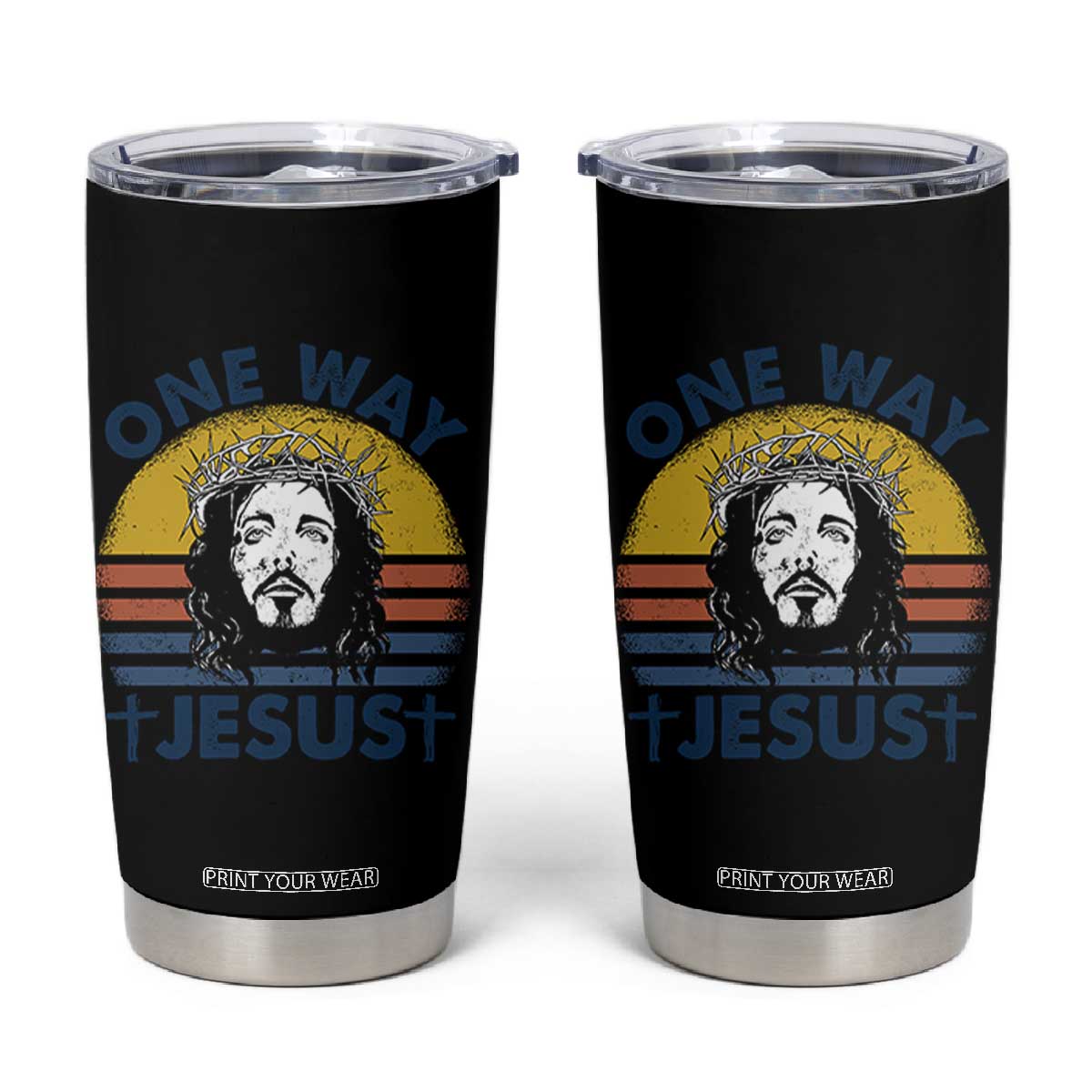 One Way Jesus Tumbler Cup Christian Relgion Retro Vintage TS02 Black Print Your Wear
