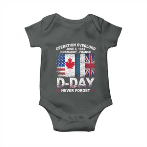 Operation Overlord D Day Normandy France WWII Never Forget Baby Onesie TS11 Dark Heather Print Your Wear