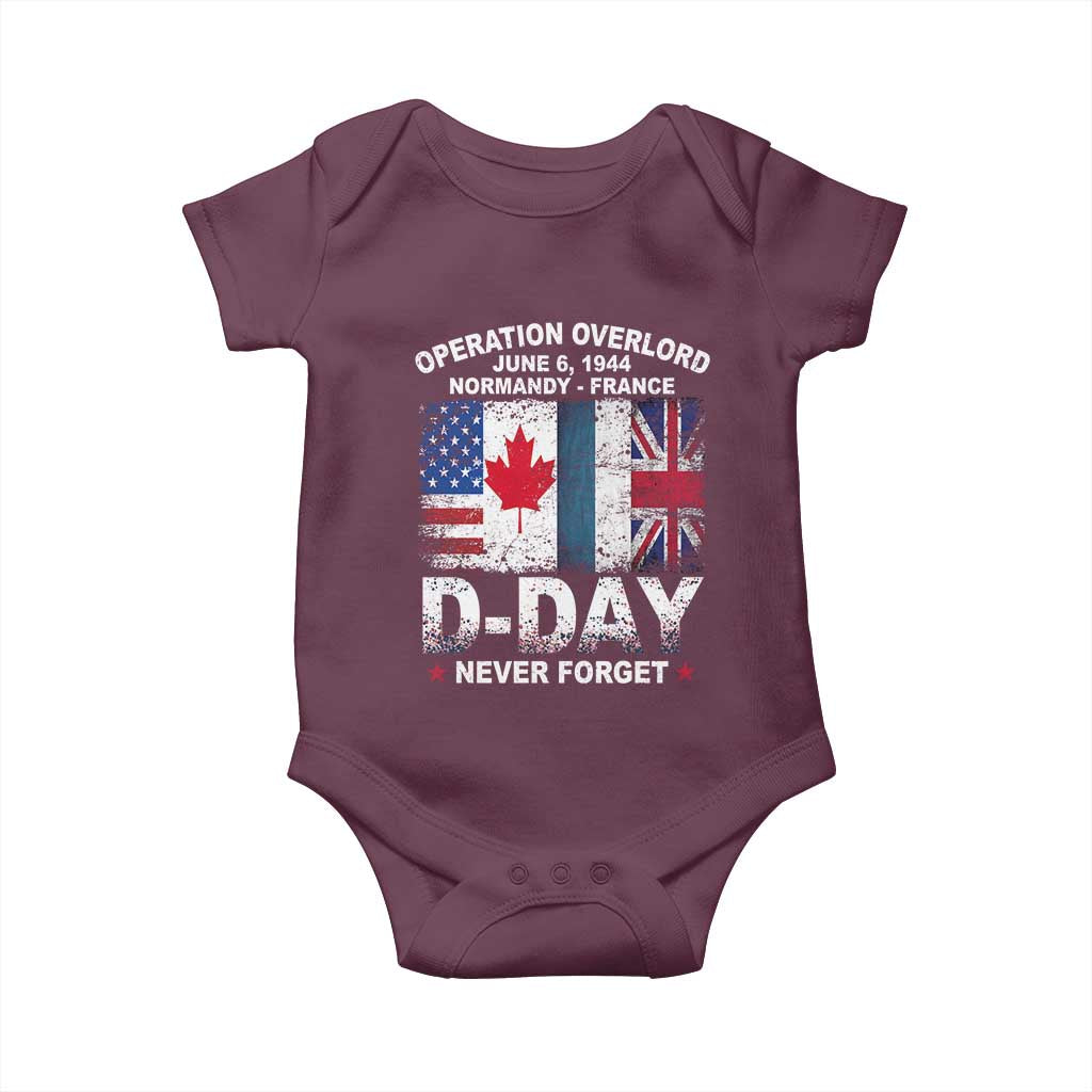 Operation Overlord D Day Normandy France WWII Never Forget Baby Onesie TS11 Maroon Print Your Wear