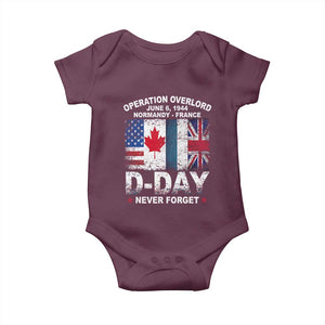 Operation Overlord D Day Normandy France WWII Never Forget Baby Onesie TS11 Maroon Print Your Wear