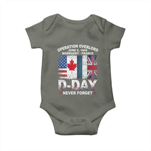 Operation Overlord D Day Normandy France WWII Never Forget Baby Onesie TS11 Military Green Print Your Wear