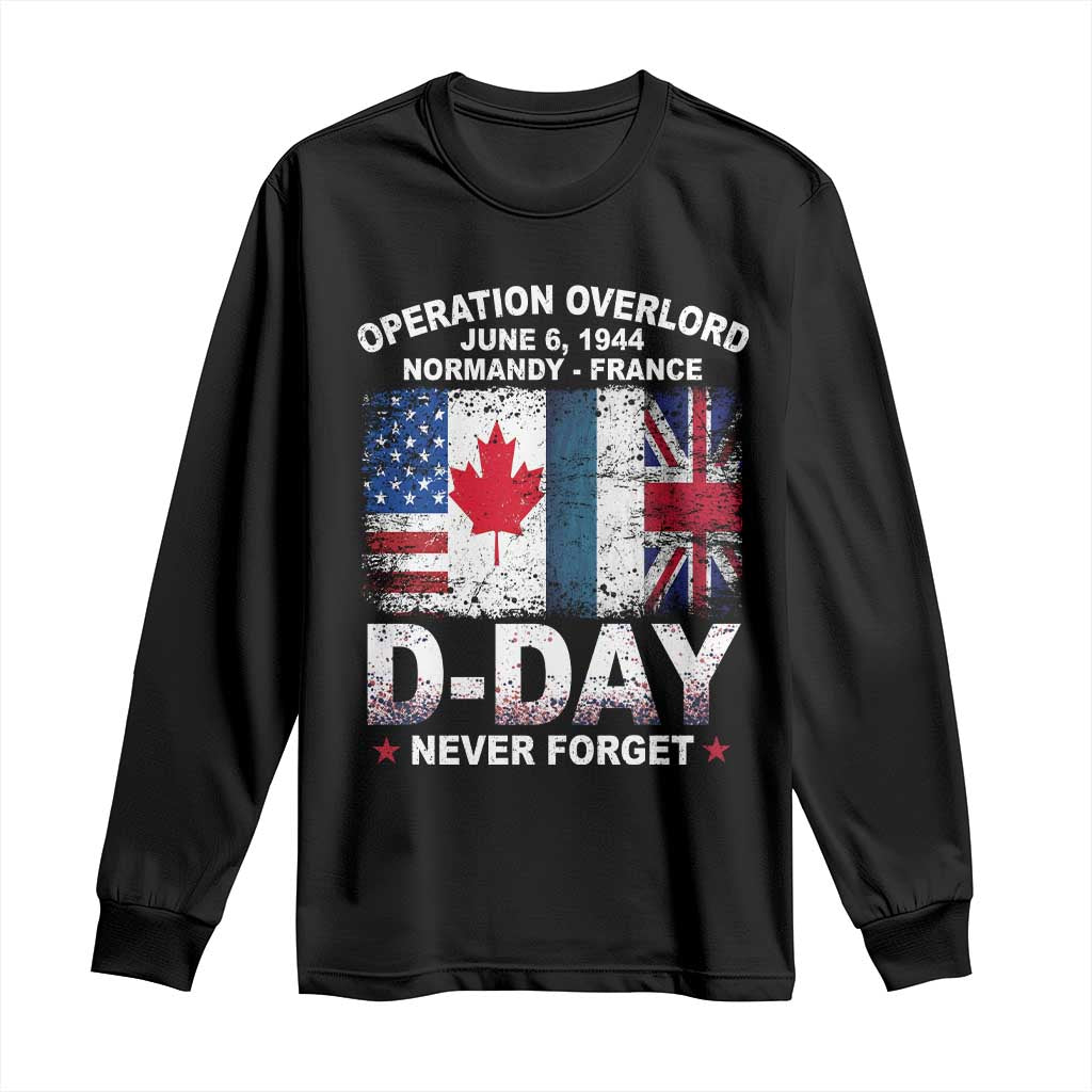 Operation Overlord D Day Normandy France WWII Never Forget Long Sleeve Shirt TS11 Black Print Your Wear