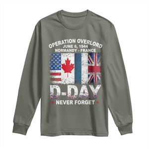 Operation Overlord D Day Normandy France WWII Never Forget Long Sleeve Shirt TS11 Military Green Print Your Wear