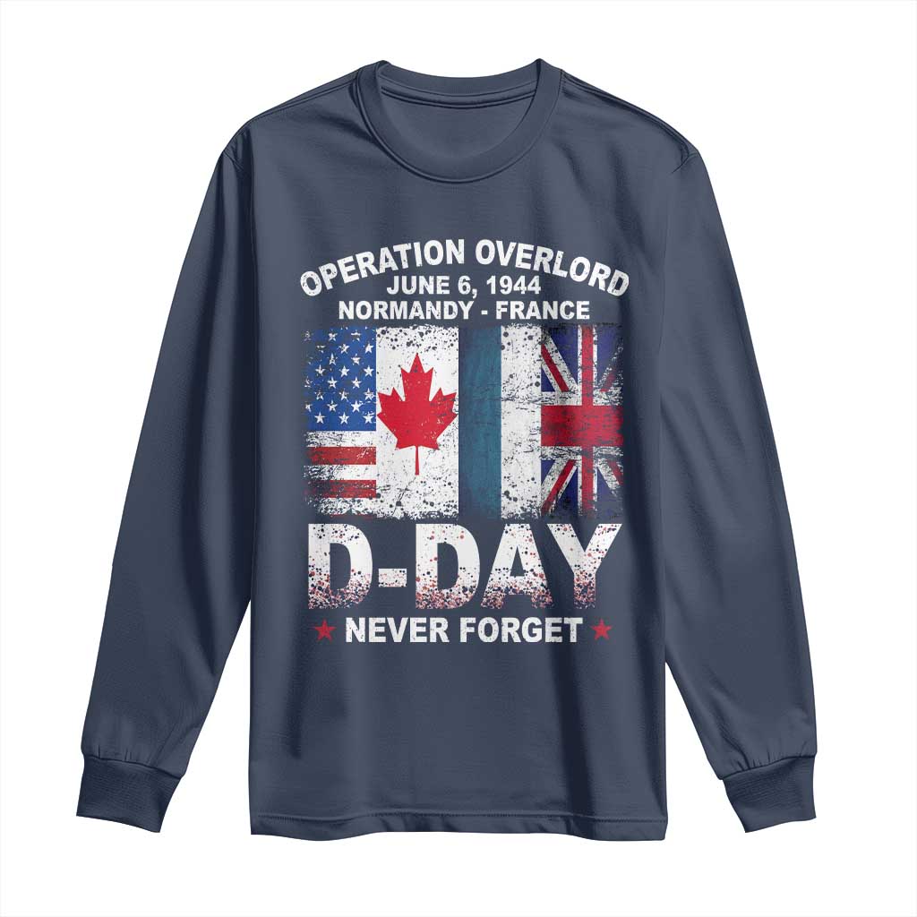 Operation Overlord D Day Normandy France WWII Never Forget Long Sleeve Shirt TS11 Navy Print Your Wear