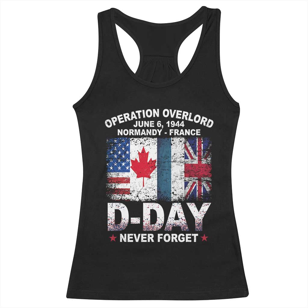 Operation Overlord D Day Normandy France WWII Never Forget Racerback Tank Top TS11 Black Print Your Wear